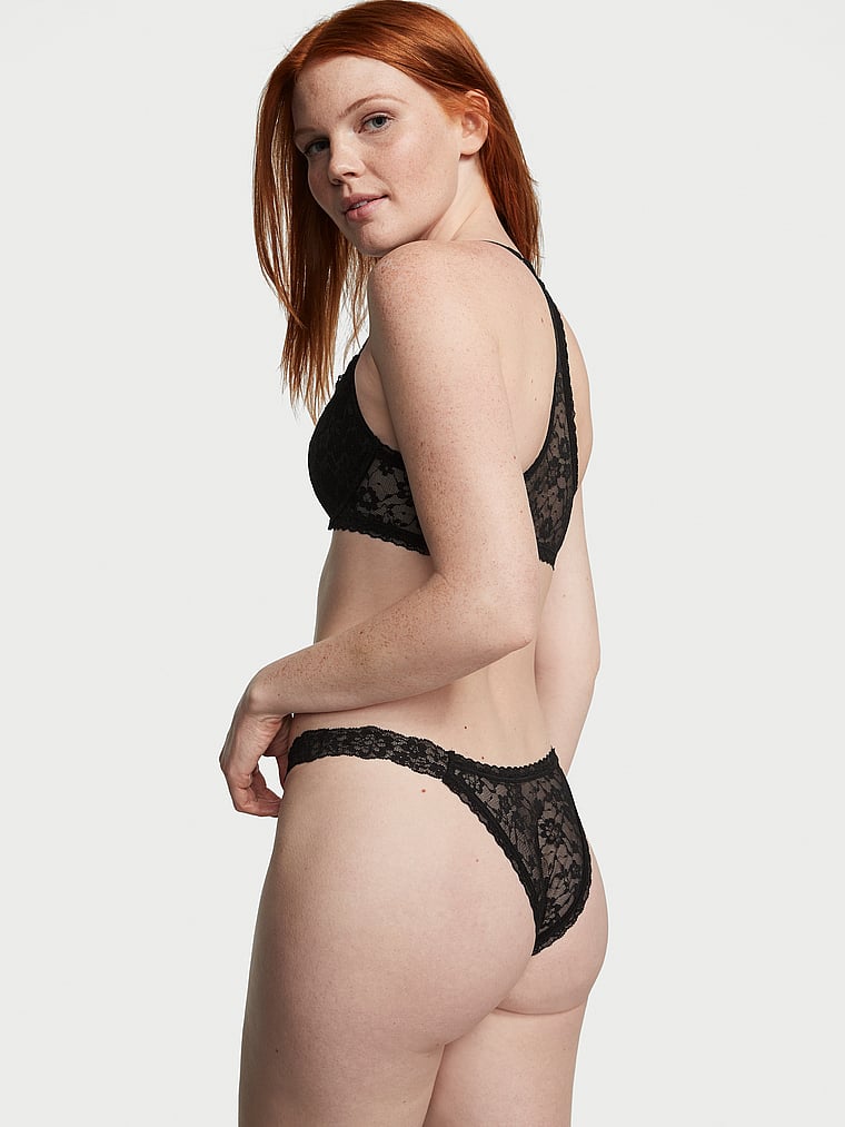 Victoria's Secret, The Lacie Lace Brazilian Panty, Black, onModelBack, 2 of 4 Savannah is 5'8" and wears Small