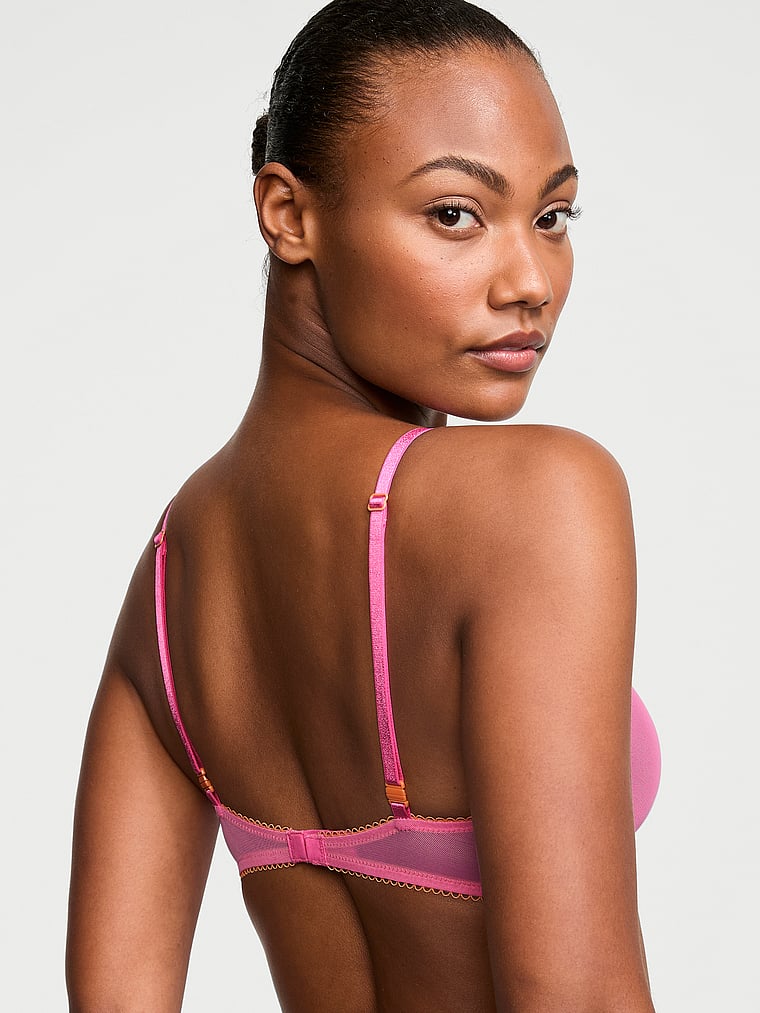 Victoria's Secret, Victoria's Secret Tease Unlined Demi Bra, Hollywood Pink, onModelBack, 4 of 4 Ange-Marie is 5'10" and wears 34B or Small
