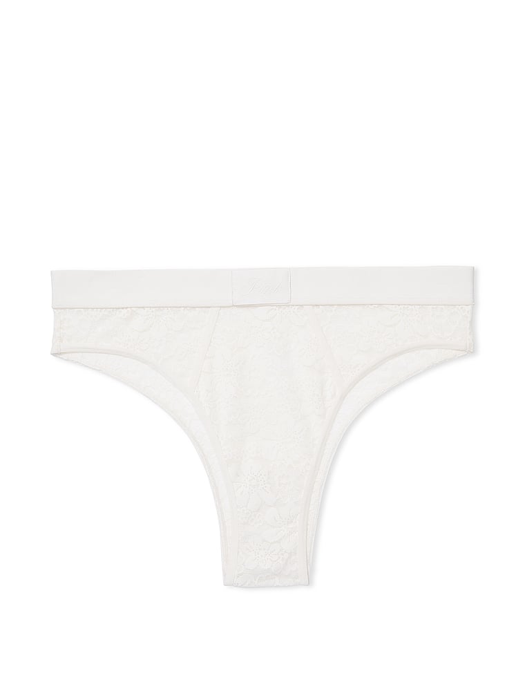 PINK Wink Logo High-Cut Brazilian Panty, Coconut White, offModelFront, 2 of 4