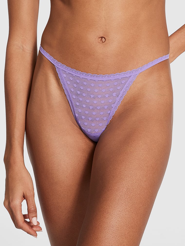 PINK Wink V-String Panty, Wysteria Purple, onModelFront, 1 of 3 Serguelen is 5'10" and wears Small