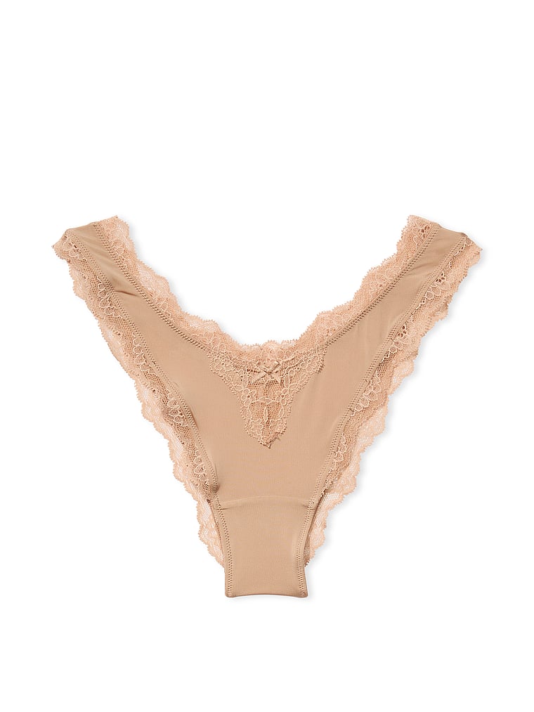 Victoria's Secret, Dream Angels Smooth & Lace Brazilian Panty, Beige, offModelFront, 4 of 4