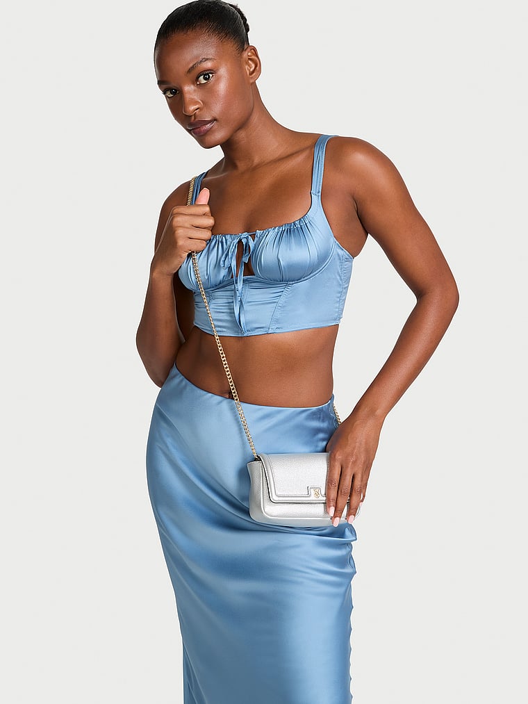 Victoria's Secret, Victoria's Secret Mini Convertible Bag, Silver, onModelSide, 1 of 5