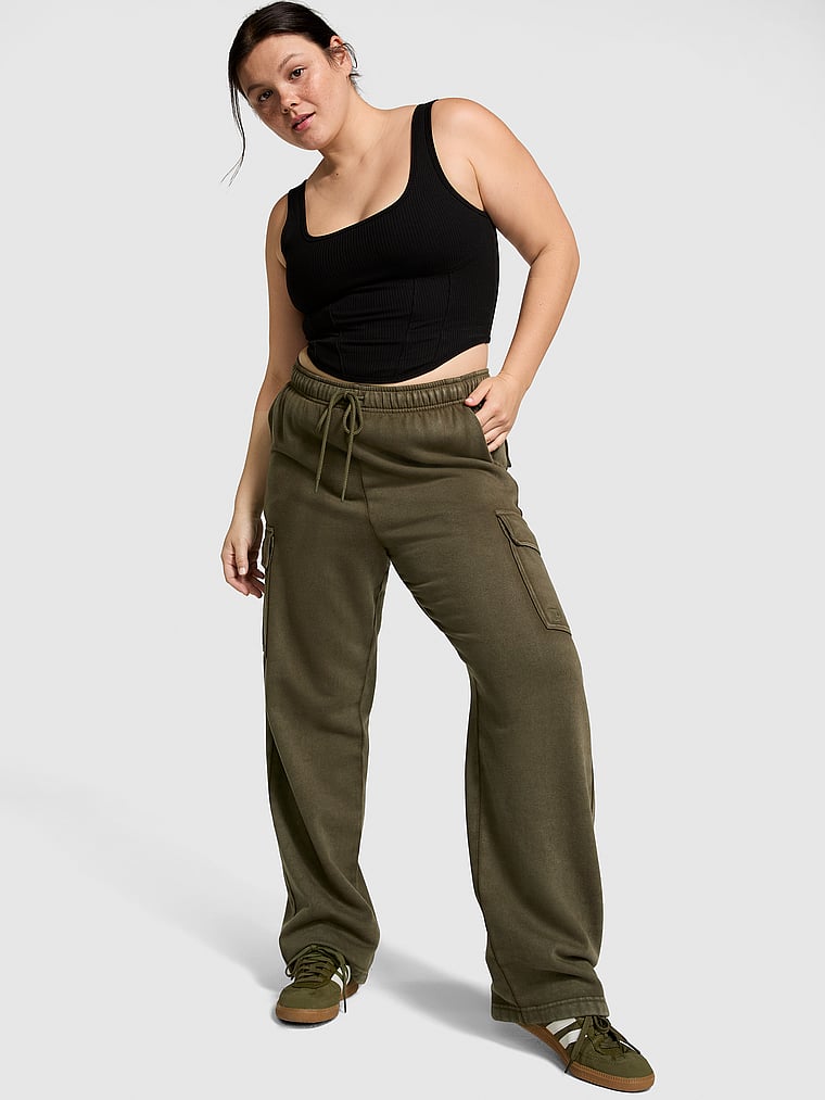 Ivy Fleece Straight-Leg Cargo Sweatpants