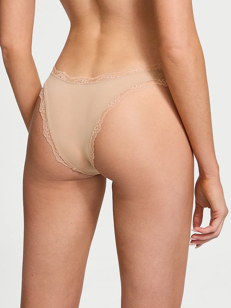 Victoria's Secret, Dream Angels Smooth & Lace Brazilian Panty, Beige, onModelBack, 2 of 4 Kennidy is 5'11" and wears Small