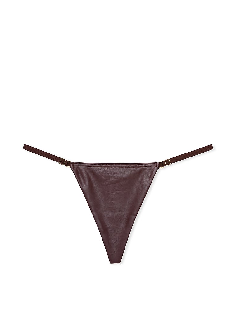 Faux Leather Adjustable V-String Panty