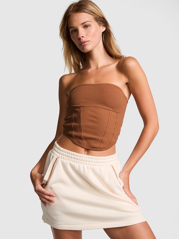 The Cinched Cotton Strapless Corset Top