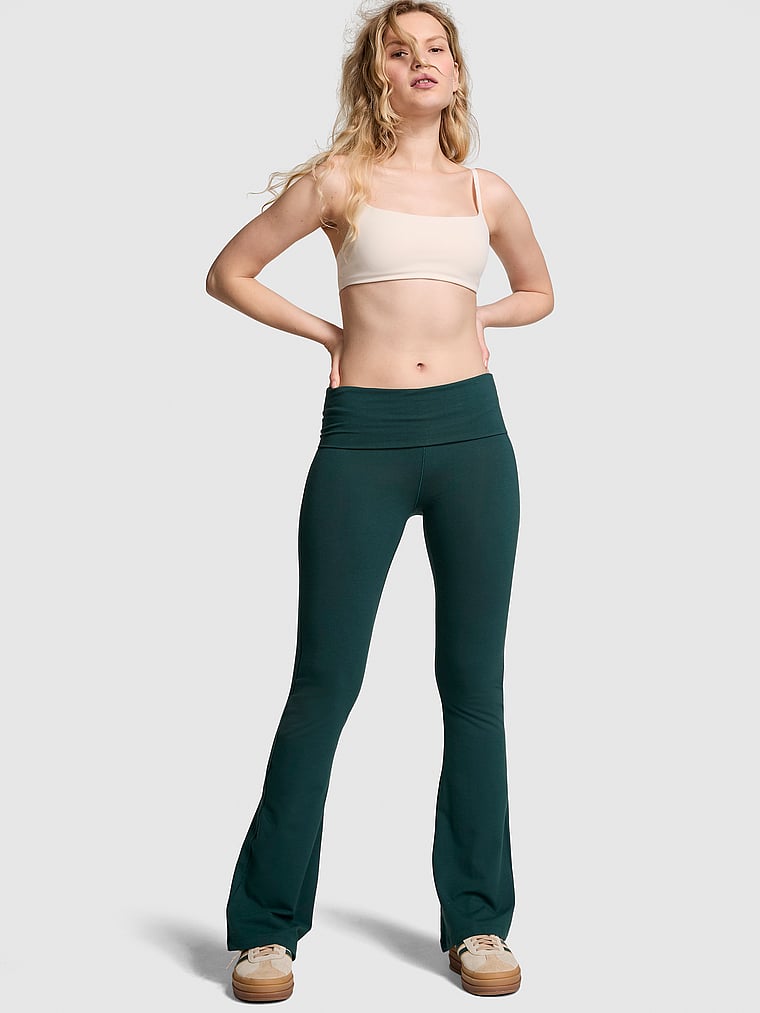 All-Day Cotton Foldover Flare Leggings