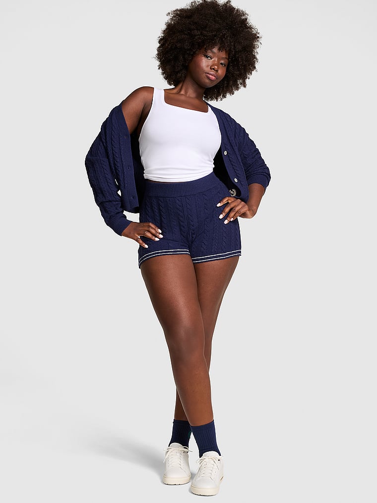 Collegiate Cable-Knit Shorts