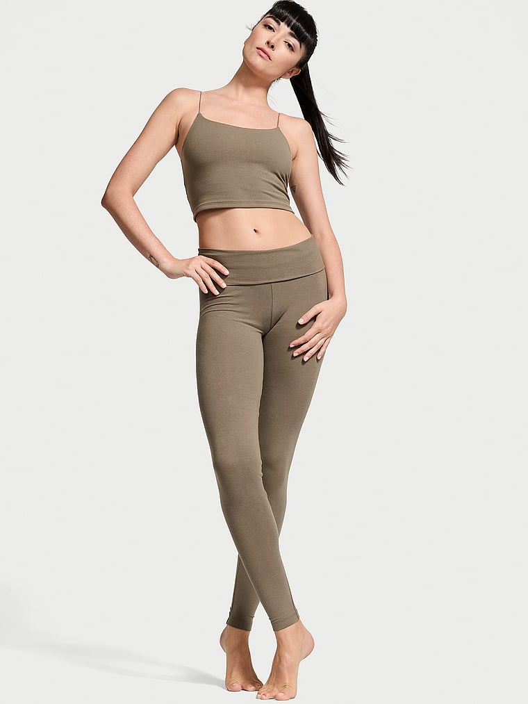 VS Cotton Yoga Mid-Rise Foldover Leggings