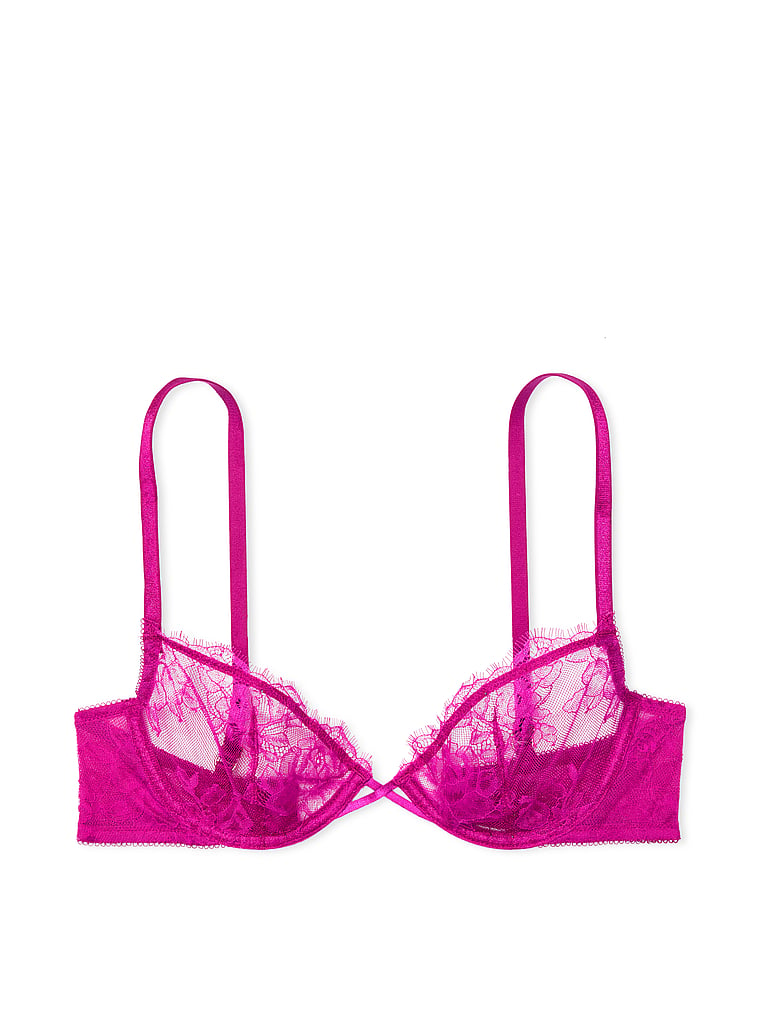 Victoria's Secret, Very Sexy Rose Lace Unlined Low-Cut Demi Bra, offModelFront, 1 of 1