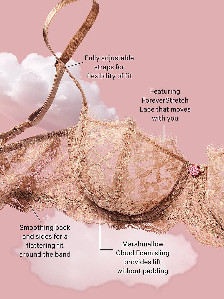 Victoria's Secret, Dream Angels Wicked Unlined Lily Embroidery Balconette Bra, detail, 5 of 5