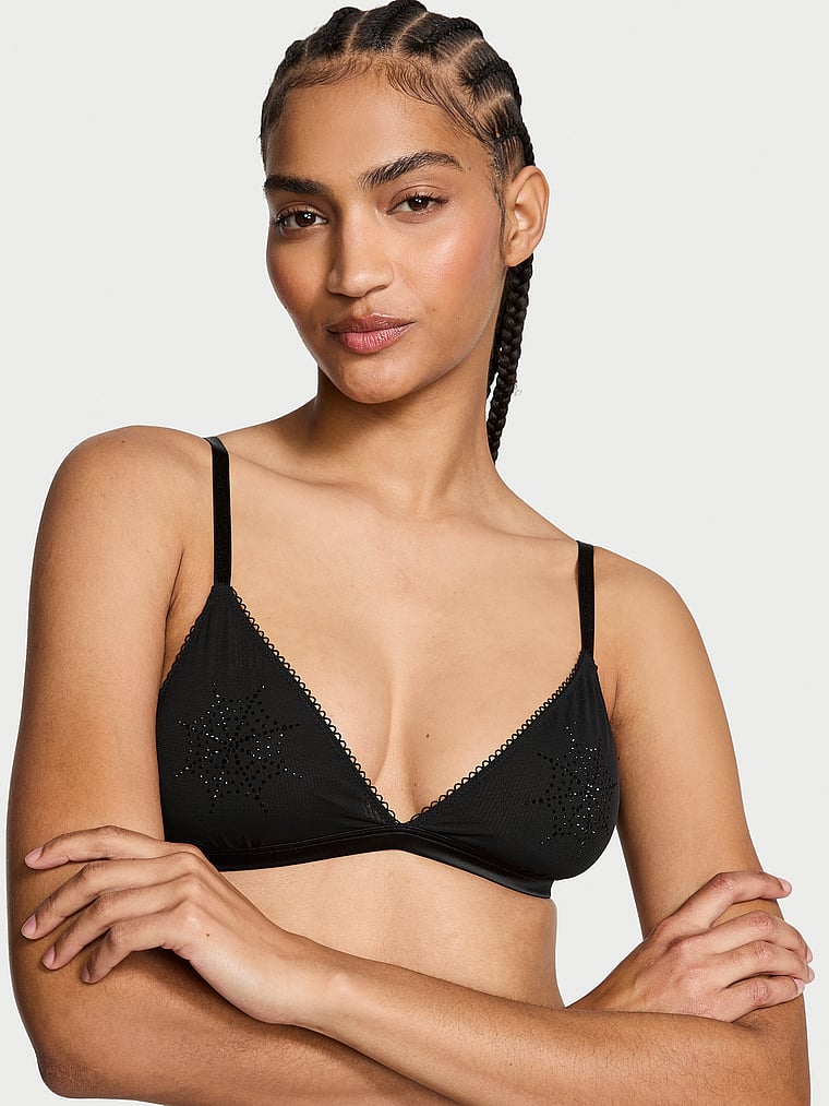 Spiderweb Shine Mesh Triangle Bralette