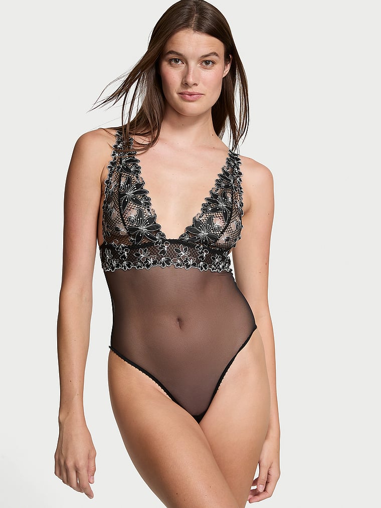 Ziggy Glam Embroidery Plunge Teddy