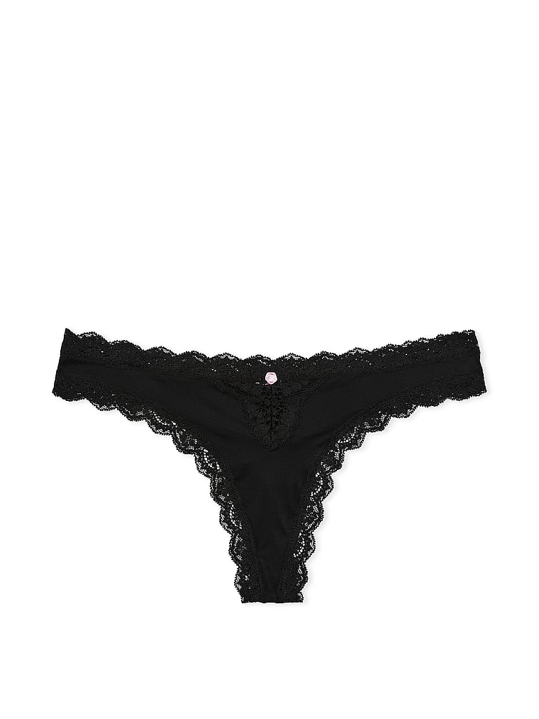 Lace-Trim Thong Panty