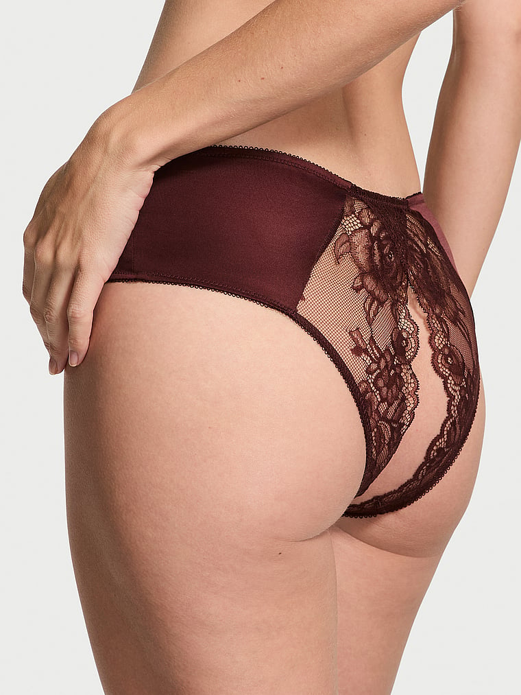 Rose Lace & Grommet Open-Back Cheeky Panty