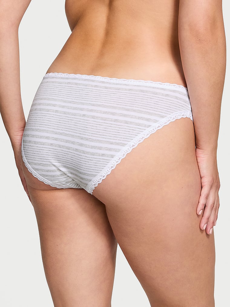 Lace-Waist Heather Rib Bikini Panty