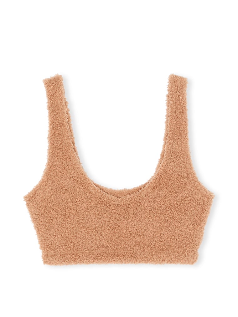 PINK Bralettes & Bra Tops Co-ZZZy Fleece Bralette, Toffee, offModelFront, 2 of 4