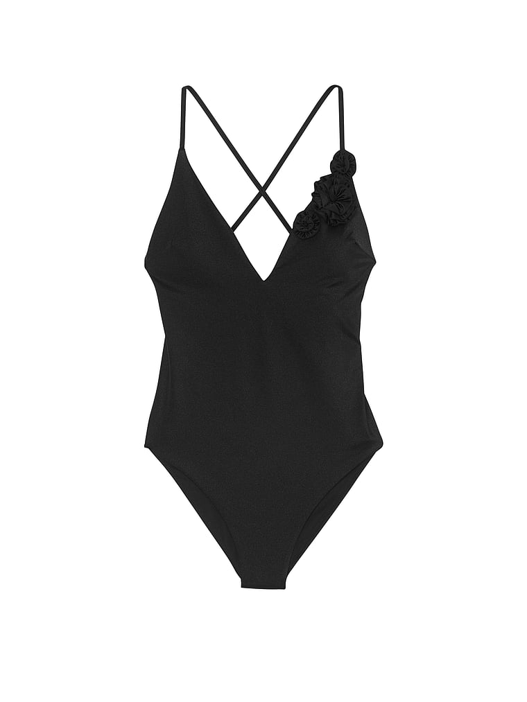 Rosette Plunge One-Piece Swimsuit