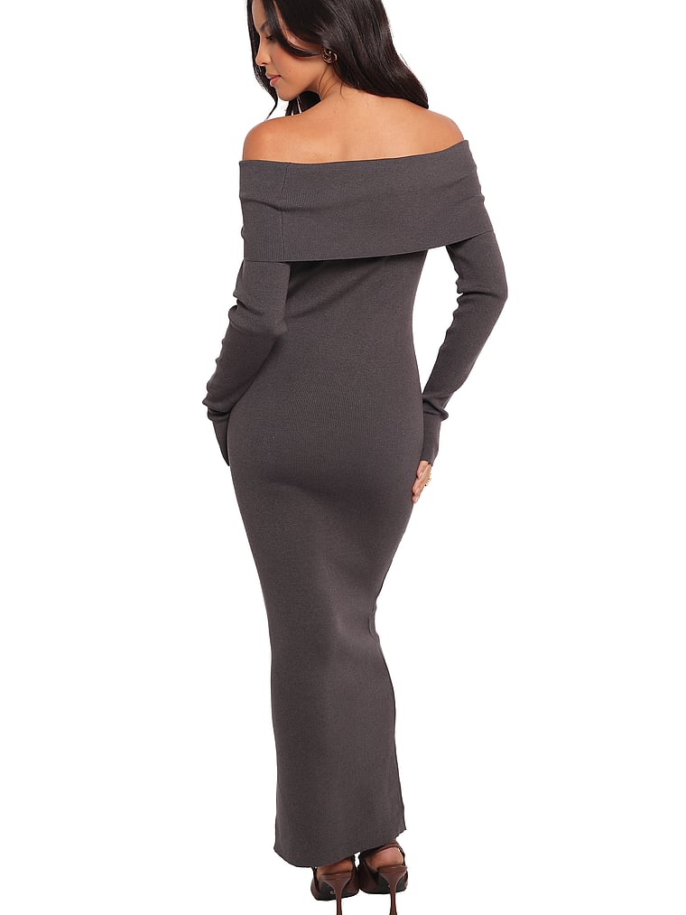 Buy Archie Off The Shoulder Midi Dress, Heathered Charcoal Order