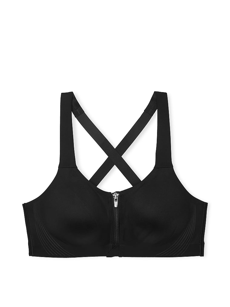 Victoria's Secret, VSX VSX Knockout™ Front-Close Sports Bra, Black, offModelFront, 3 of 4