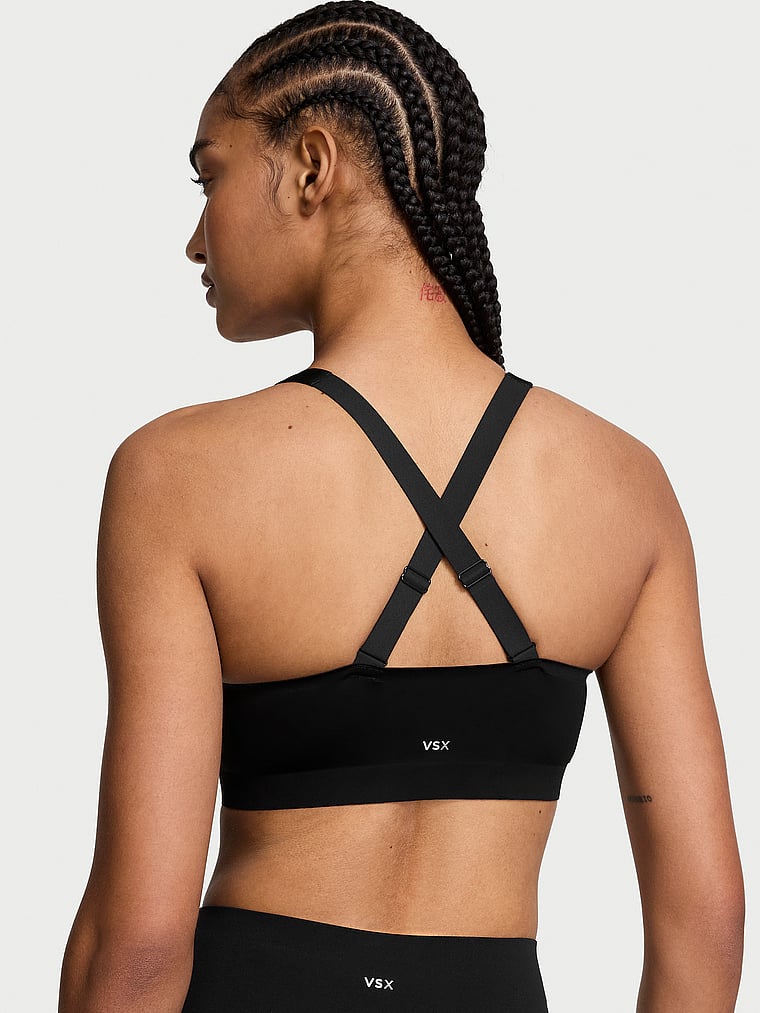 Victoria's Secret, VSX VSX Knockout™ Front-Close Sports Bra, Black, onModelBack, 2 of 4