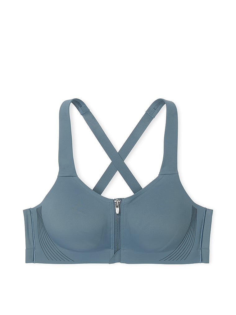 Victoria's Secret, VSX VSX Knockout™ Front-Close Sports Bra, Dark Steel, offModelFront, 2 of 5