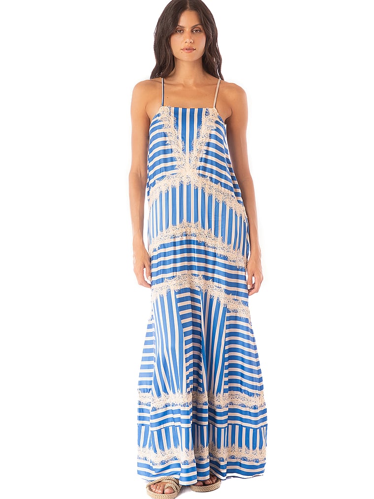 Victoria's Secret, Maaji Rosalia Long Dress, Azure Stripes, onModelFront, 1 of 3