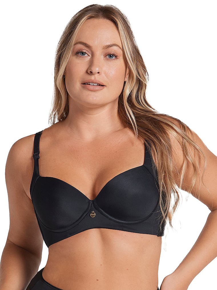 Victoria's Secret, Leonisa Shapewear Back Smoothing Full Coverage Bra, Black, onModelFront, 2 of 7