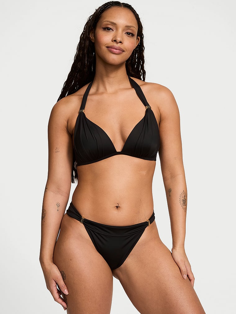 Victoria's Secret, Victoria's Secret Swim Essential Harlow Halter Push-Up Bikini Top, onModelFront, 1 of 5