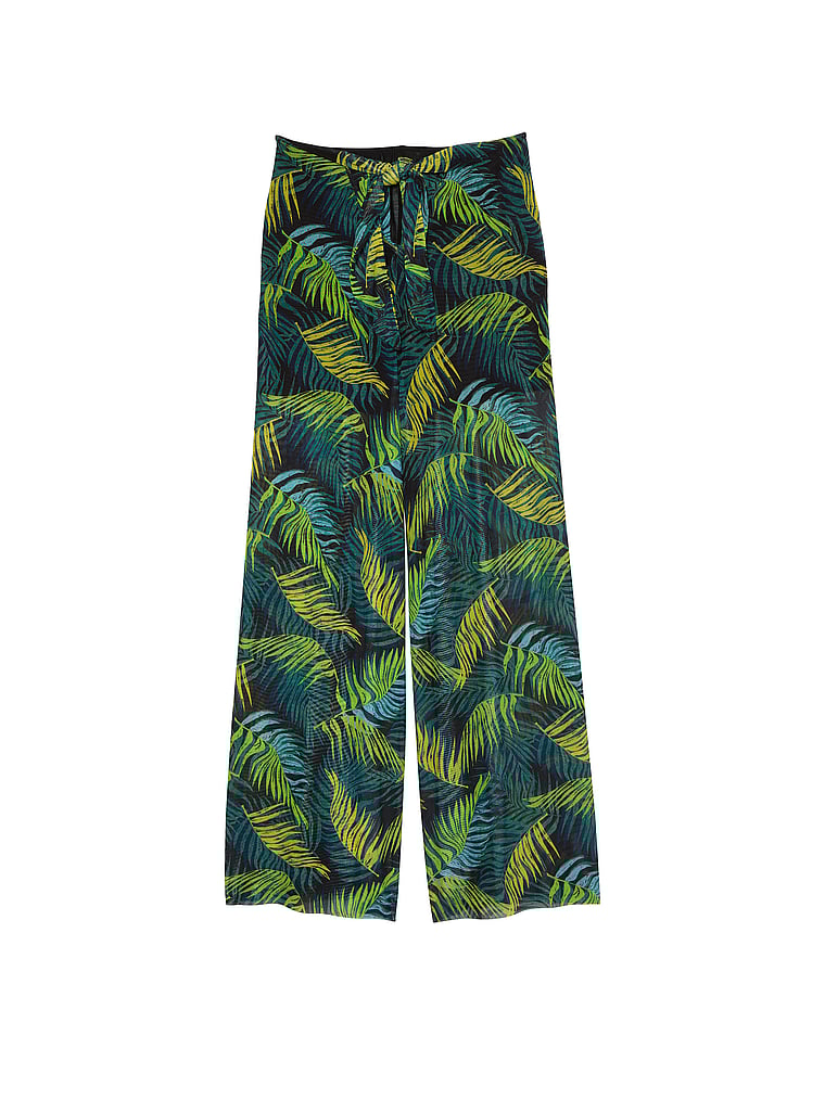Victoria's Secret, Victoria's Secret Swim Beachwear Mesh Tie-Front Cover-Up Pants, Palm Royale, offModelFront, 3 of 3