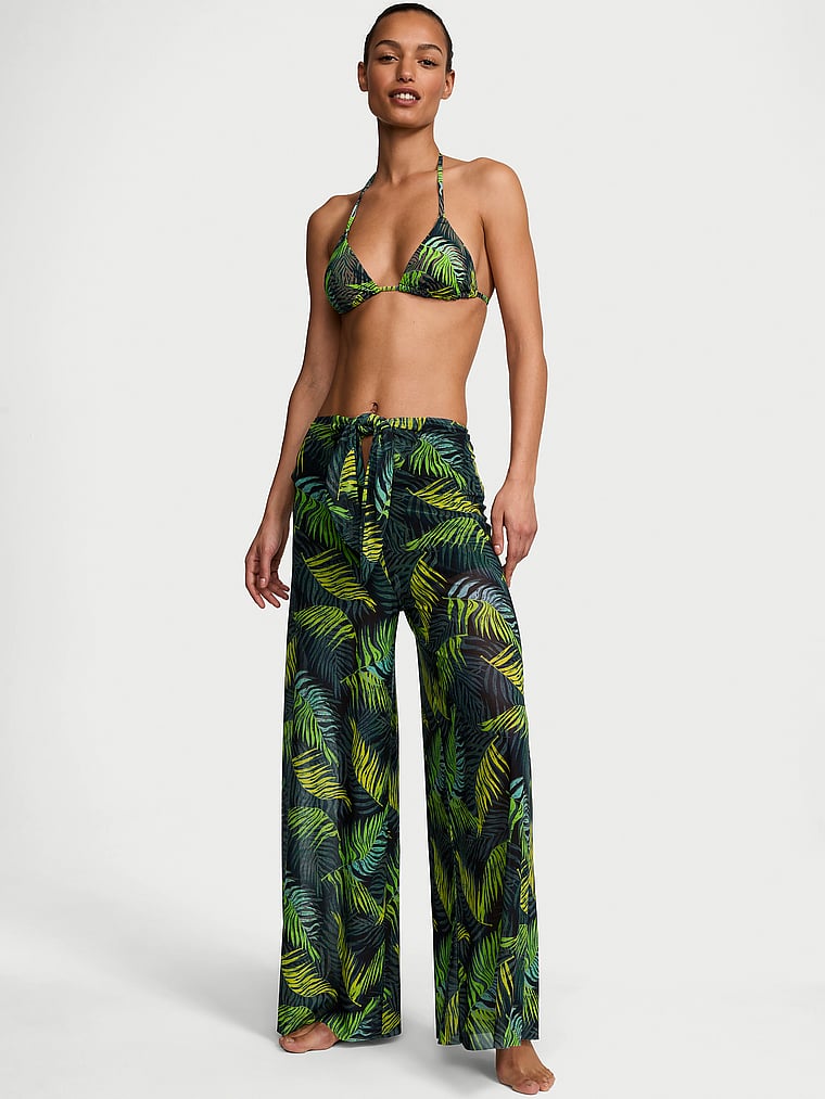 Victoria's Secret, Victoria's Secret Swim Beachwear Mesh Tie-Front Cover-Up Pants, Palm Royale, onModelFront, 1 of 3 Nikita is 5'10" and wears Small
