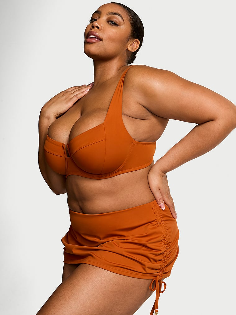 Victoria's Secret, Victoria's Secret Swim Essential Ruched Swim Skirt, onModelBack, 2 of 3