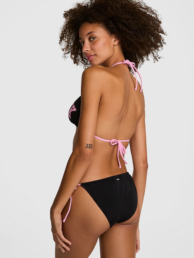 PINK SWIM Triangle String Bikini Top, Limited Edition Black, onModelBack, 2 of 4 Drew is 5'9" and wears 32C or Small