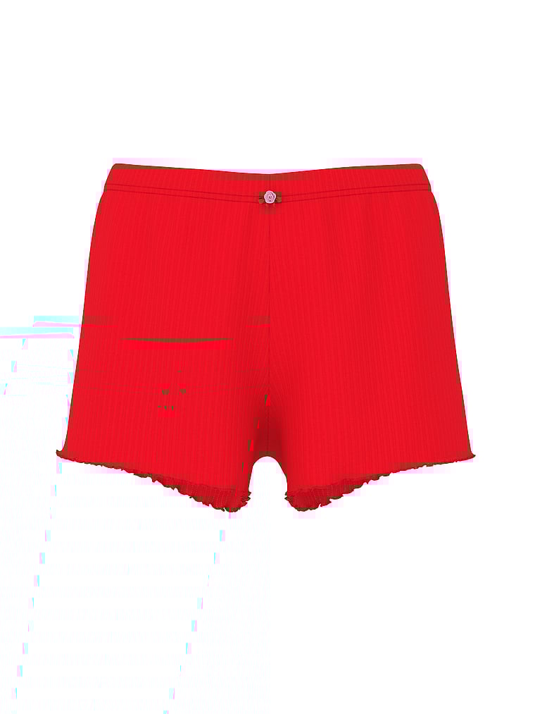 PINK Drop Needle Pointelle Shorts, Red, offModelFront, 3 of 4