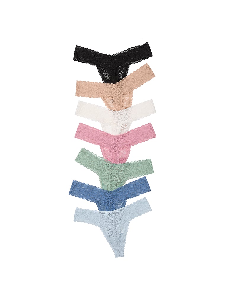 Victoria's Secret, Victoria's Secret 7-Pack Lacie Thong Panties, Multi, offModelBack, 2 of 2