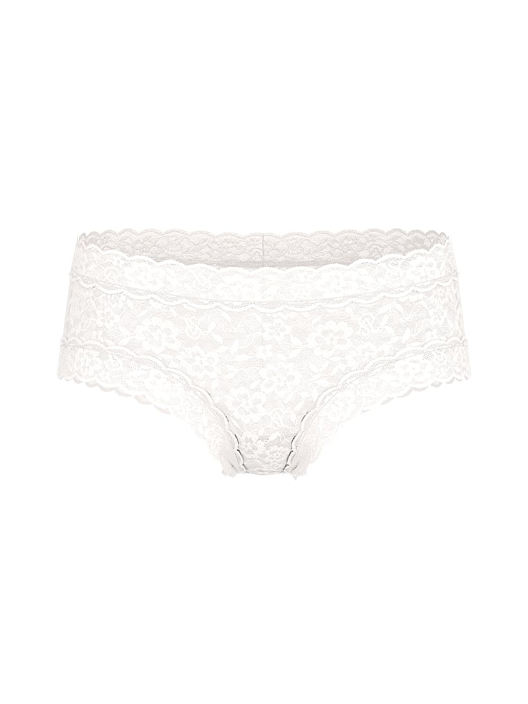 Victoria's Secret, The Lacie Lace Cheeky Panty, Coconut White, offModelFront, 4 of 4