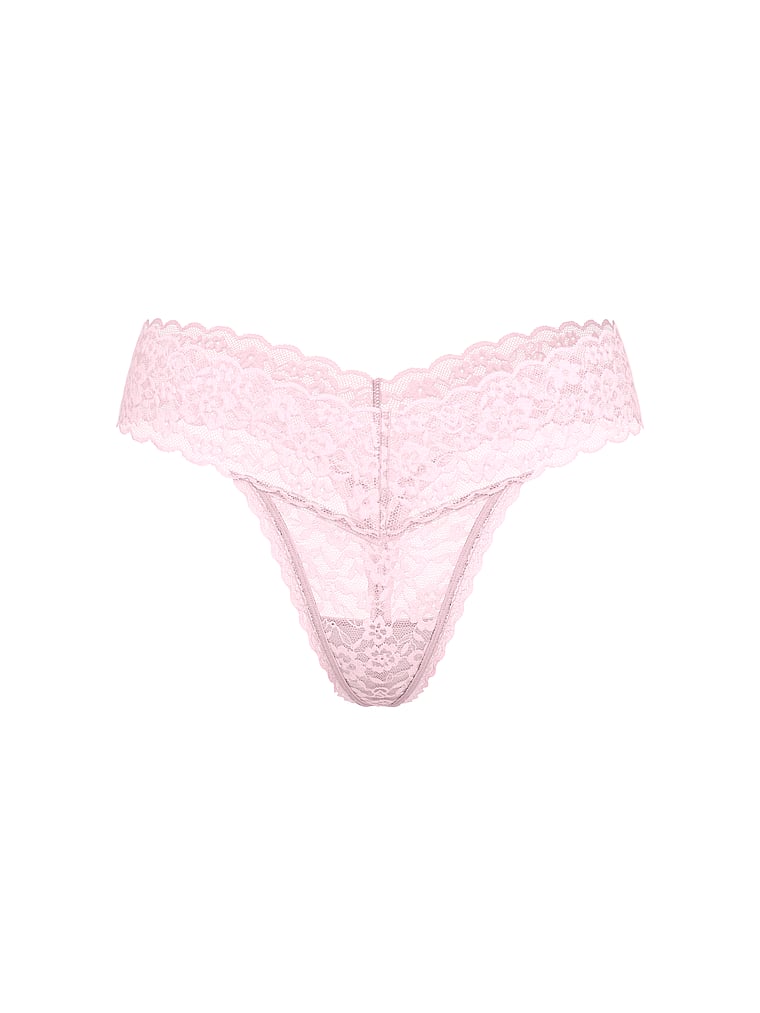 Victoria's Secret, The Lacie Lace Thong Panty, Pretty Blossom, offModelFront, 3 of 4