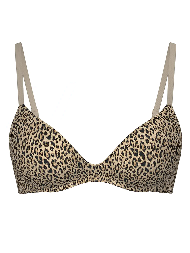 Victoria's Secret, Victoria's Secret Sexy Tee Smooth Wireless Push-Up Bra, Leopard, offModelFront, 3 of 4