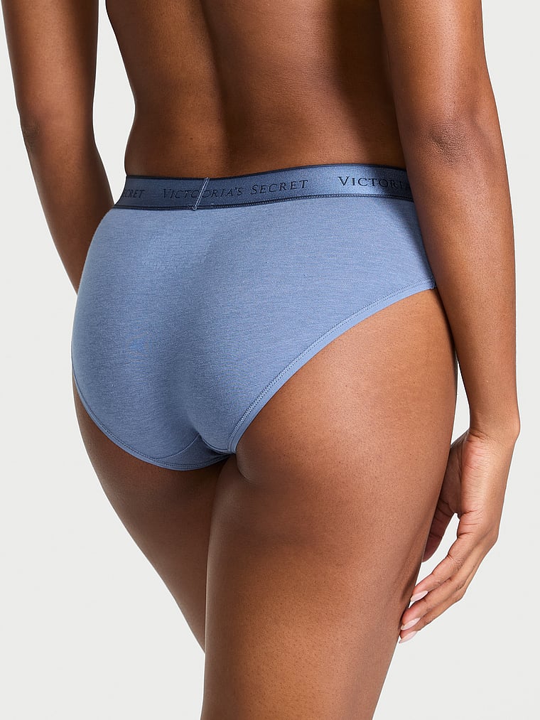 Victoria's Secret, Cotton Logo Cotton Hiphugger Panty, Moonlight Blue, onModelBack, 2 of 3 Tsheca is 5'9" or 175cm and wears Small