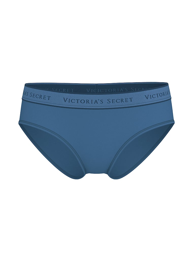 Victoria's Secret, Cotton Logo Cotton Hiphugger Panty, Moonlight Blue, offModelFront, 3 of 3