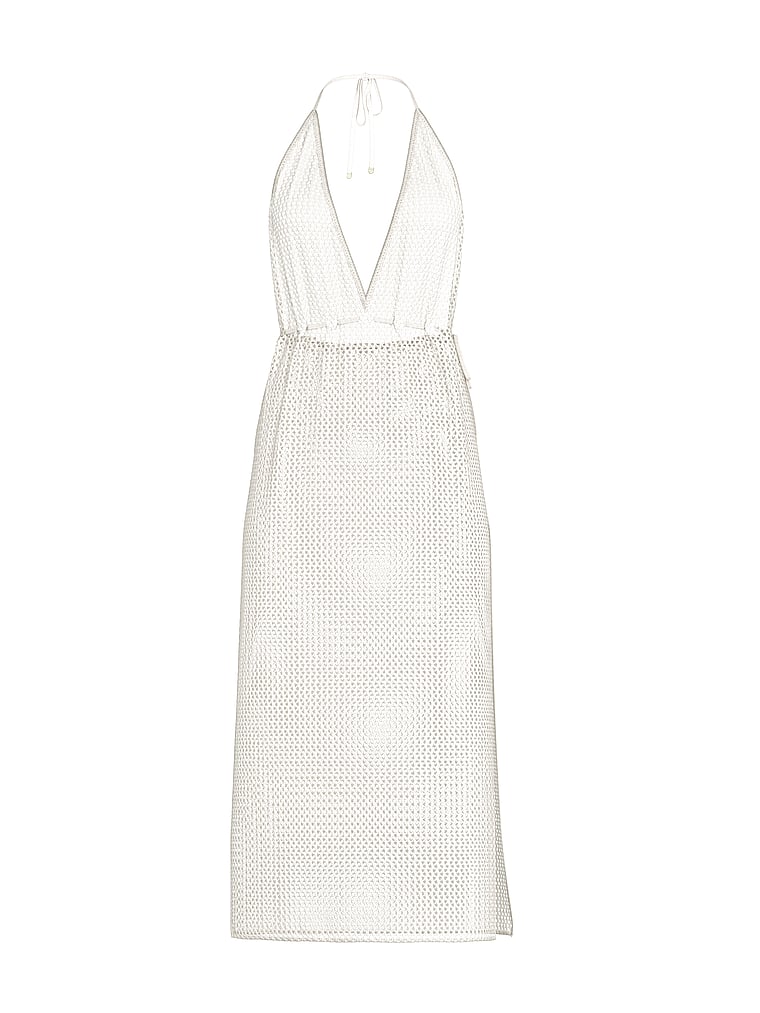 Victoria's Secret, Victoria's Secret Swim Beachwear Crochet Plunge Dress, Linen, offModelFront, 3 of 3
