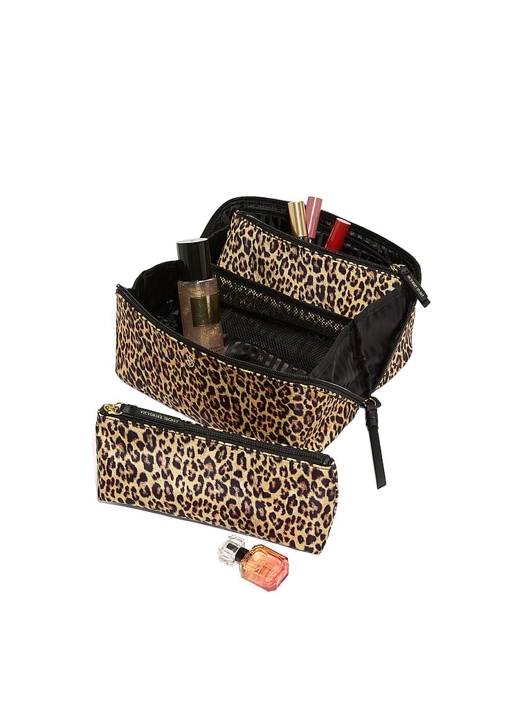 Victoria's Secret, Victoria's Secret 3-Piece Expandable Travel Makeup Bag, Leopard, onModelBack, 2 of 3