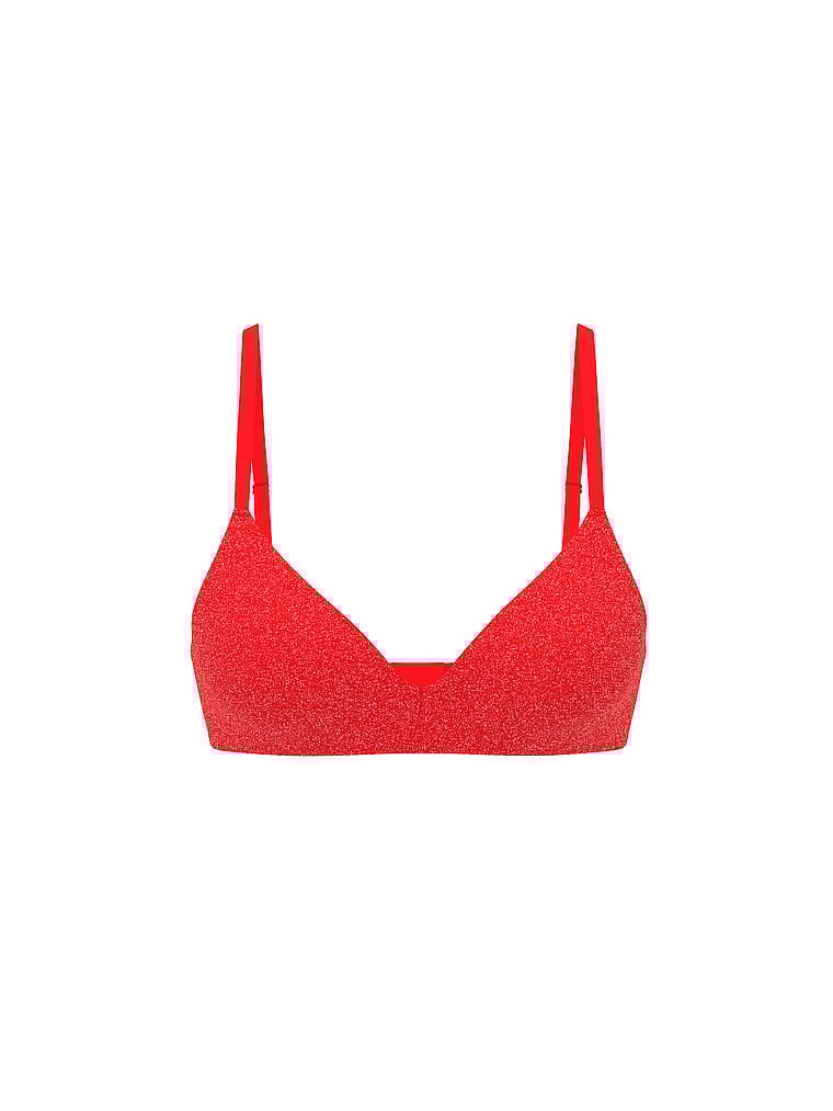 PINK Wear Everywhere Wear Everywhere Push-Up Wireless Bra, Bright Vermillion, offModelFront, 3 of 3