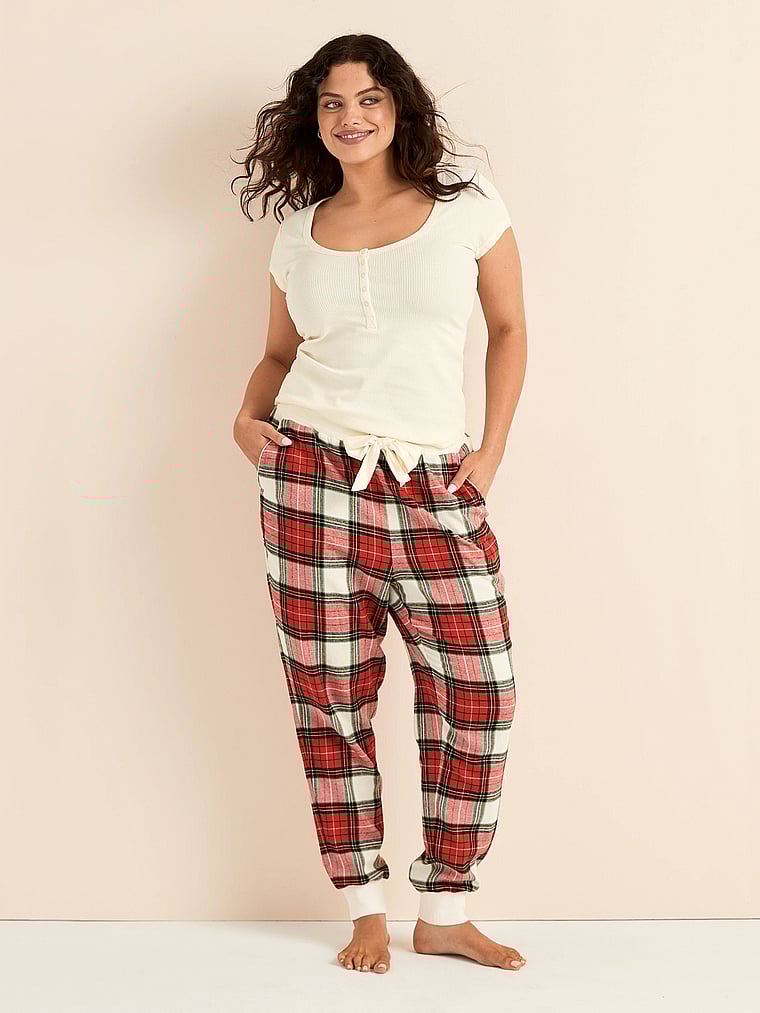 Victoria's Secret, Adore Me Caileigh Sleep Set, Cozy Plaid, onModelFront, 1 of 3