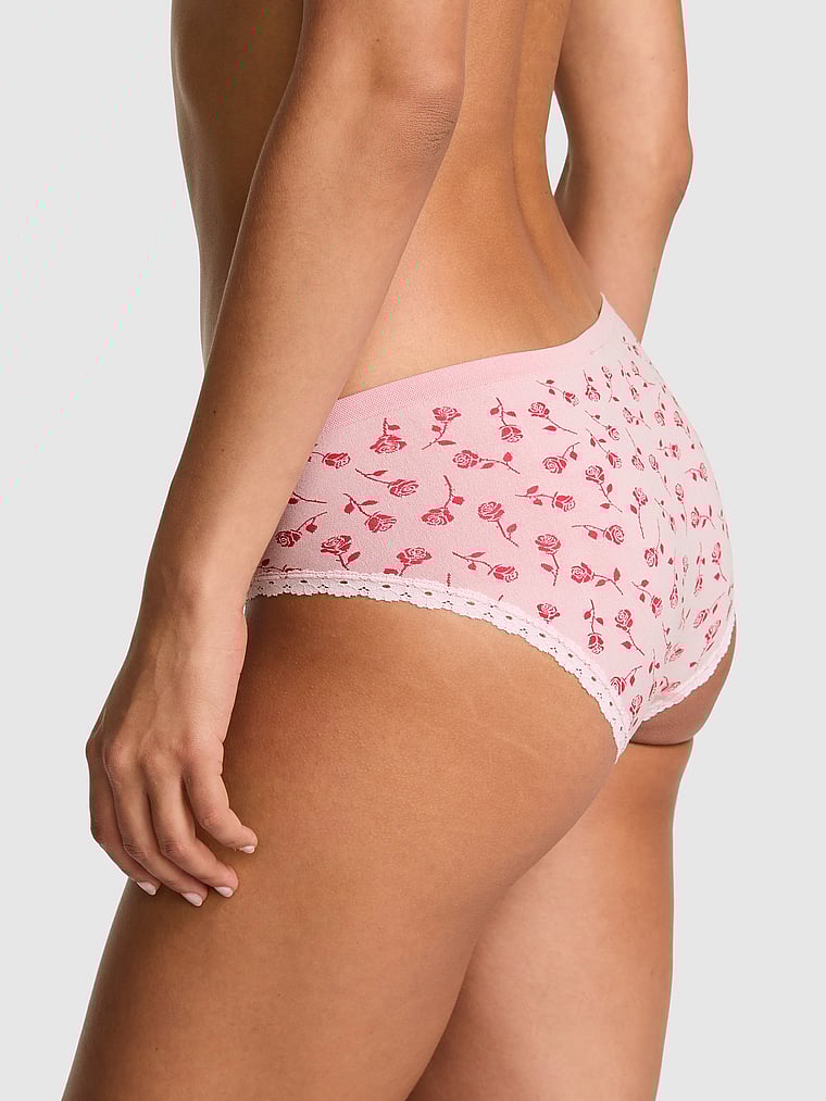 PINK Seamless Hiphugger Panty, Pink Tulip Wildrose Print, onModelBack, 2 of 3 Vanessa is 5'10" and wears Small