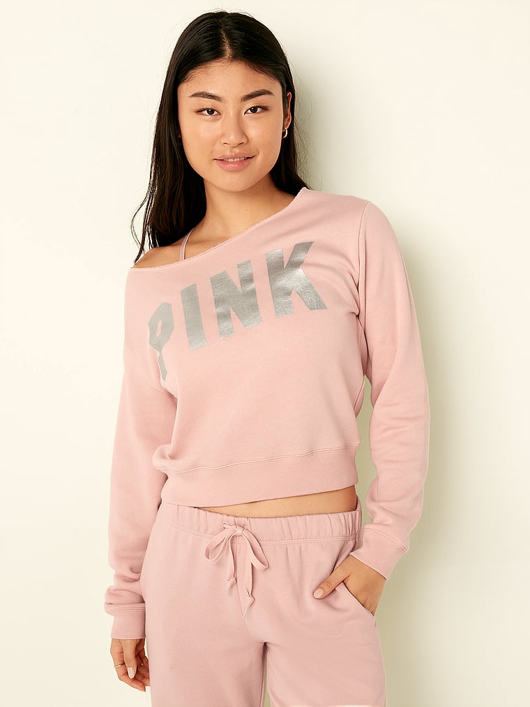 Pink victoria secret 2025 crop top hoodie