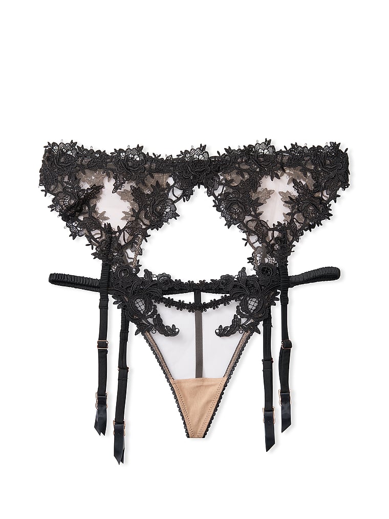 Embroidered Thong Panty & Garter Belt Bundle - Dream Angels - vs