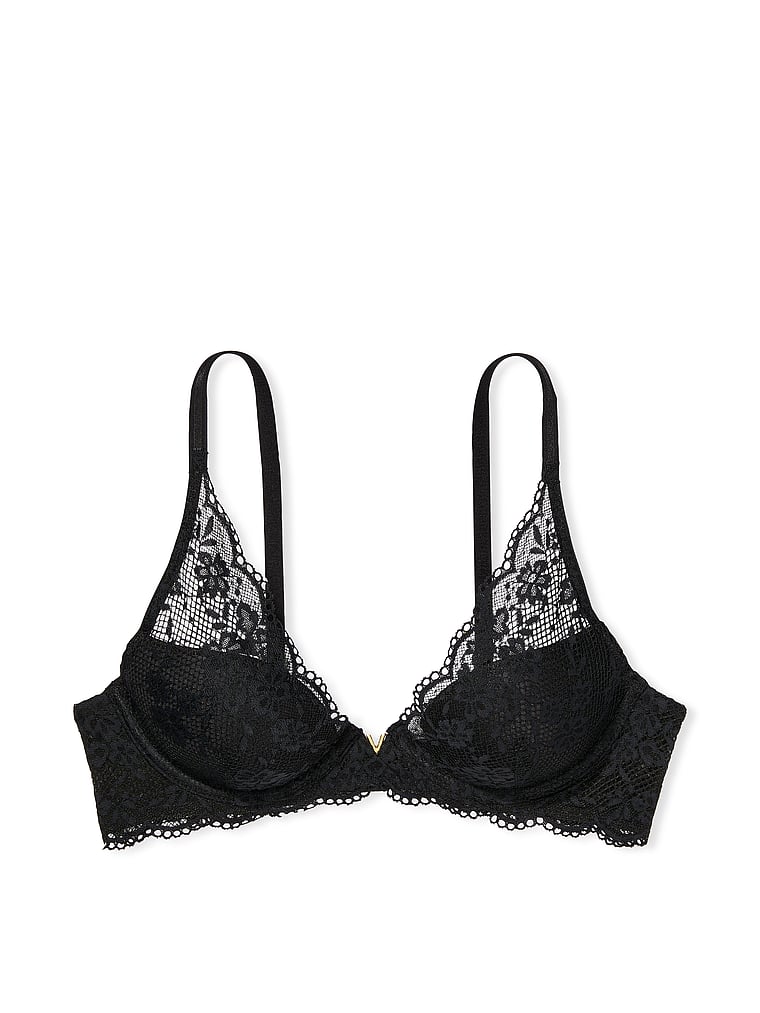 Victoria's Secret VS Lightly Lined Lace Plunge Bra 36DD Black Underwire 36E  NWT Size 36 E / DD - $30 New With Tags - From Owlison