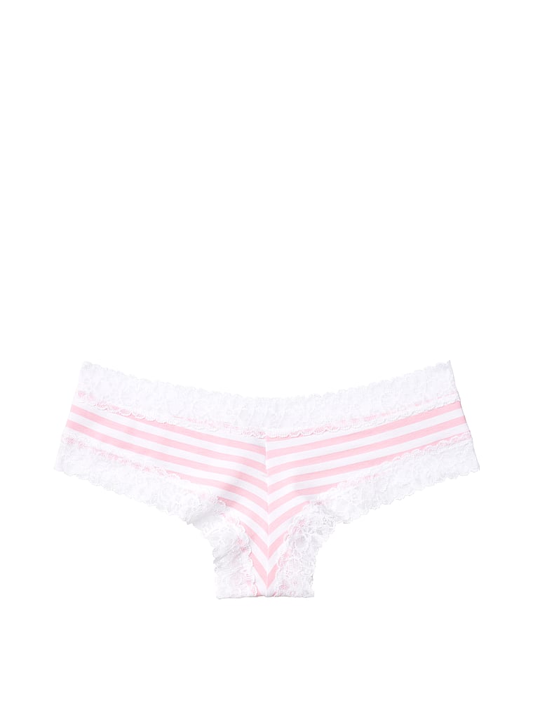 VictoriasSecret Stretch Cotton Lace-trim Cheeky Panty - 11150609-3VNL