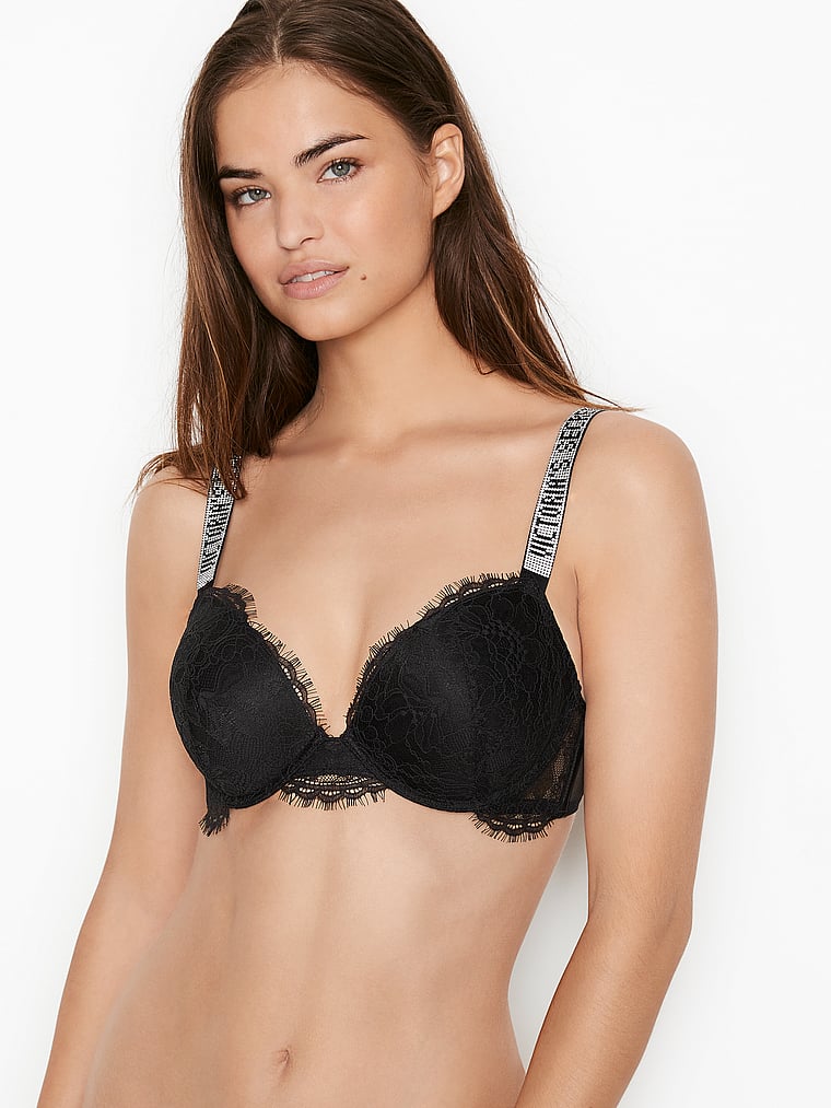 Rhinestone Logo Push-Up Bra - Very Sexy - vs